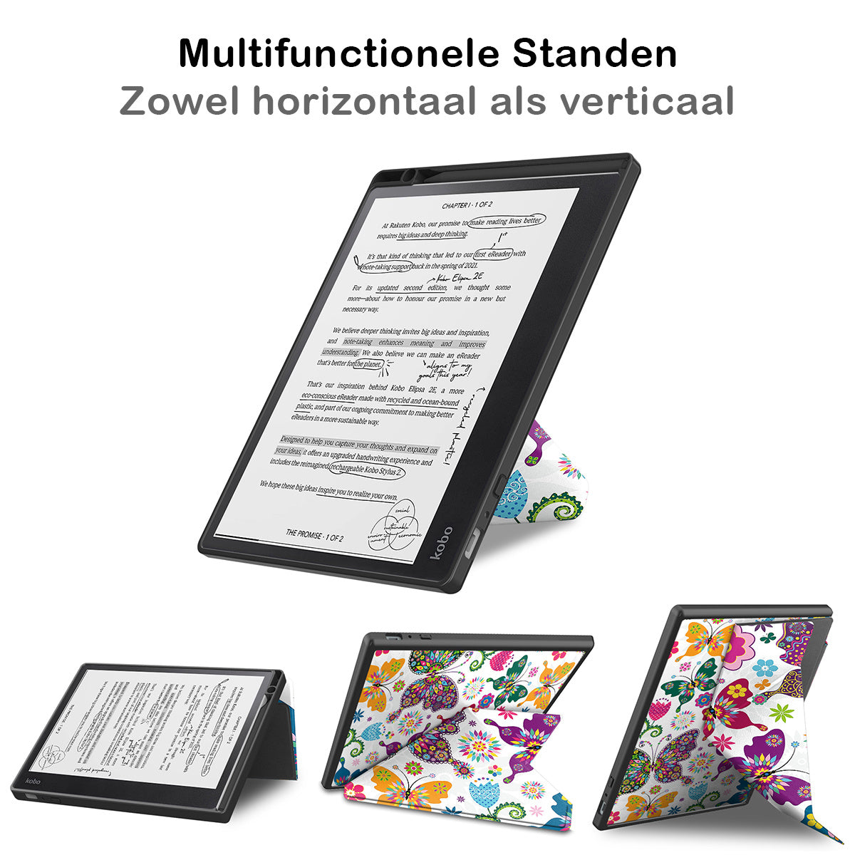 Kobo Elipsa 2E Trifold Hoesje - Vlinders