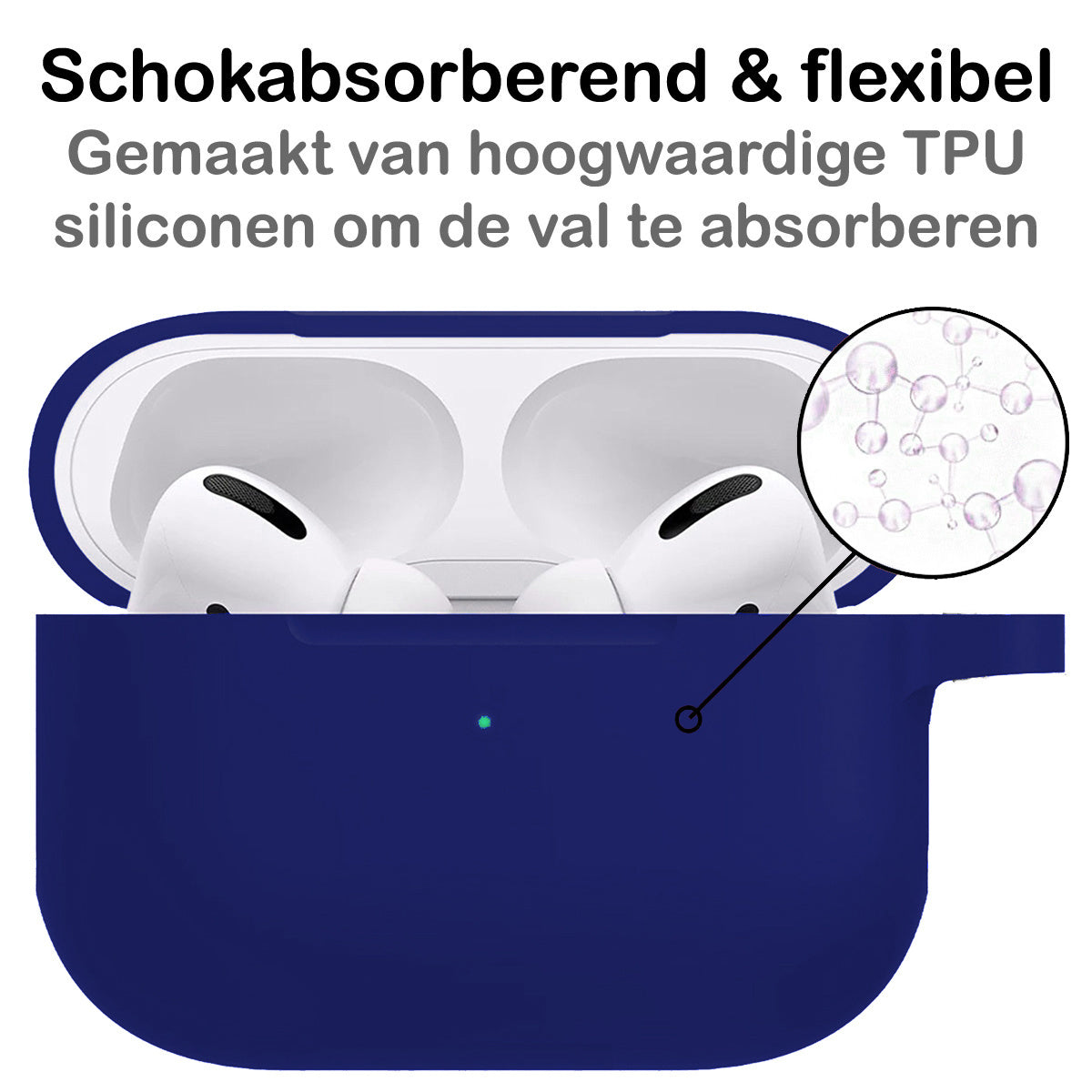 AirPods Pro 2 Hoesje Siliconen met Clip - Donkerblauw