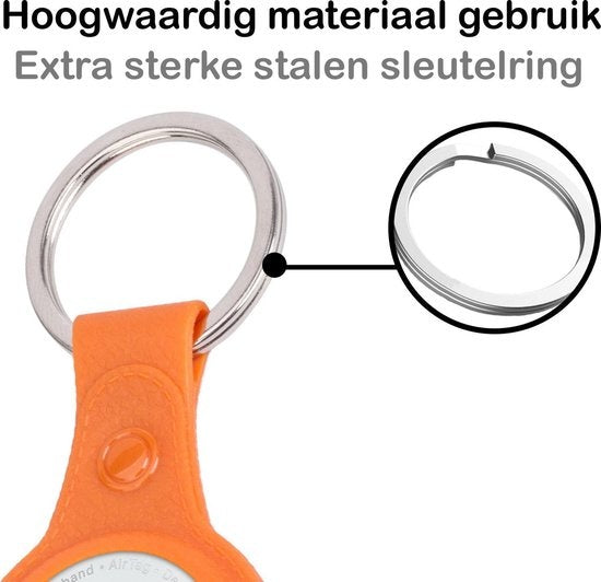 Apple AirTag Sleutelhanger Hoesje Leer - Oranje