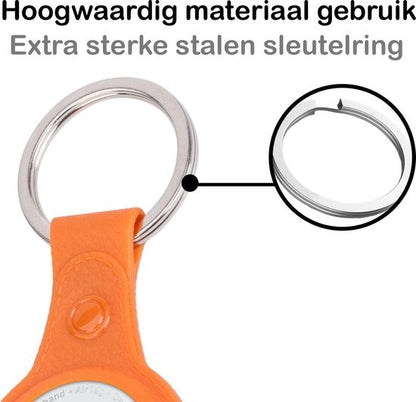 Apple AirTag Sleutelhanger Hoesje Leer - Oranje