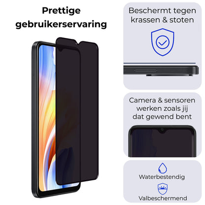 OPPO A18 Screenprotector Privacy Tempered Glass