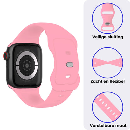 Apple Watch 1, 2, 3, 4, 5, 6, 7, 8, 9, 10, 11, SE - 42/44/45/46 mm Bandje Siliconen met verstelbare polsband - Roze