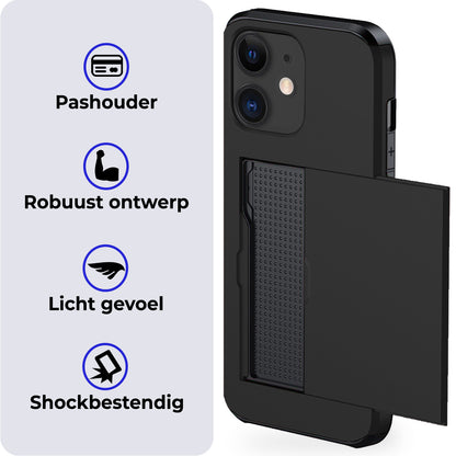 iPhone 11 Hoesje Kaarthouder Hard Case Shockproof - Zwart