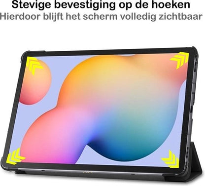 Samsung Galaxy Tab S6 Lite Trifold Bookcase Hoes - Zwart