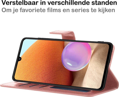 Samsung A32 5G Hoesje Bookcase Cover met Kaarthouder - Rosé goud