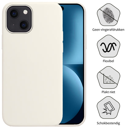iPhone 15 Hoesje Siliconen Backcover Lichtgewicht - Wit