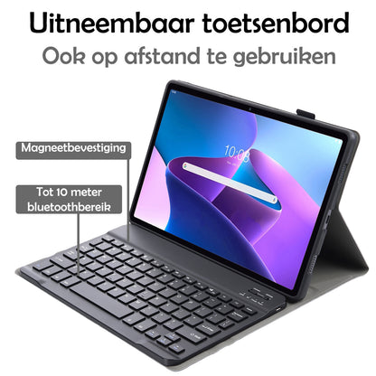 Lenovo Tab M10 Plus 3rd Gen Toetsenbord Hoes met Uitneembaar toetsenbord - Zwart