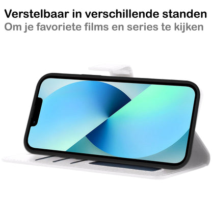 iPhone 14 Pro Hoesje Bookcase Cover met Kaarthouder - Wit