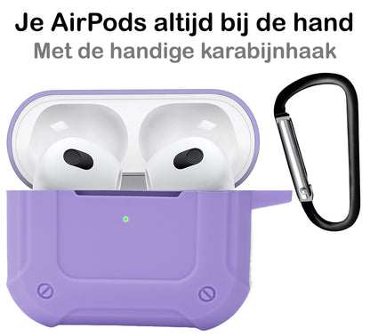 AirPods 3 Hoesje Shock Proof Case Siliconen met Clip - Lila