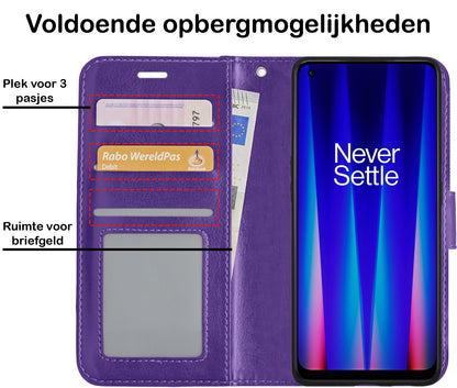 OnePlus Nord CE 2 Lite Hoesje Bookcase Cover met Kaarthouder - Paars