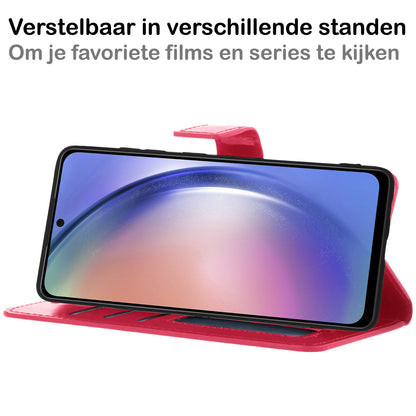 Samsung A54 Hoesje Bookcase Cover met Kaarthouder - Donkerroze