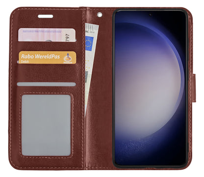 Samsung S23 Plus Hoesje Bookcase Cover met Kaarthouder - Bruin