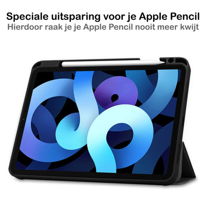 iPad Air 2022 Hoesje Book Case Met Apple Pencil Uitsparing - Zwart