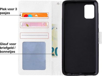 Samsung A51 Hoesje Bookcase Cover met Kaarthouder - Wit