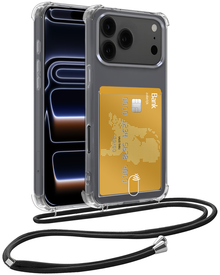 iPhone 17 Pro Hoesje Kaarthouder met Koord Backcover Shockproof - Transparant