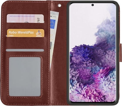 Samsung S20 Hoesje Bookcase Cover met Kaarthouder - Bruin