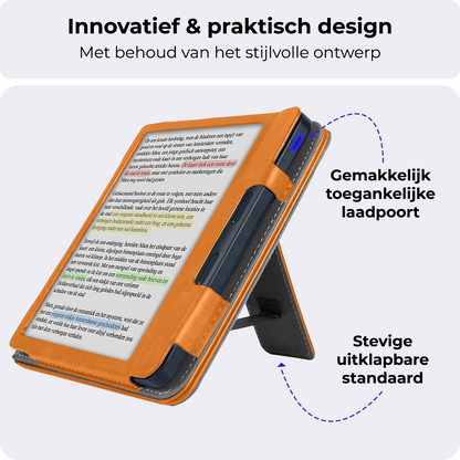 Kobo Libra Colour Leren Bookcase Hoes - Bruin