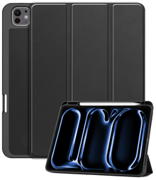 iPad Pro 2024 (13 inch) Trifold Bookcase Hoes met Penhouder voor Apple Pen - Zwart