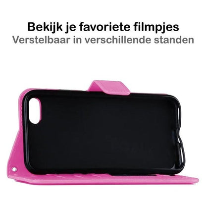 iPhone SE 2020 Hoesje Bookcase Cover met Kaarthouder - Lichtroze