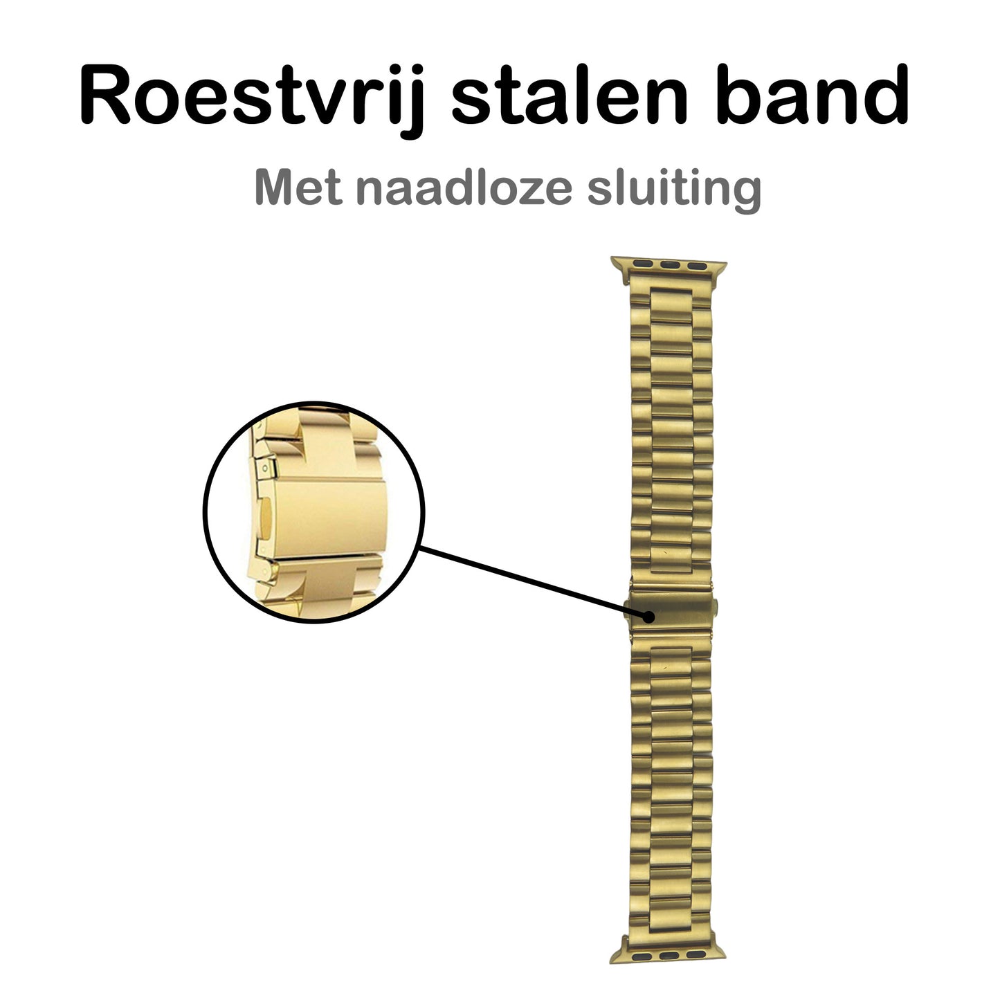 Horloge Bandje Geschikt Voor Apple Watch 1-8 / SE - 38/40/41 mm Bandje Metaal - Goud