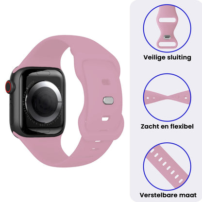 Apple Watch 1, 2, 3, 4, 5, 6, 7, 8, 9, SE - 38/40/41 mm Bandje Siliconen met verstelbare polsband - Lila