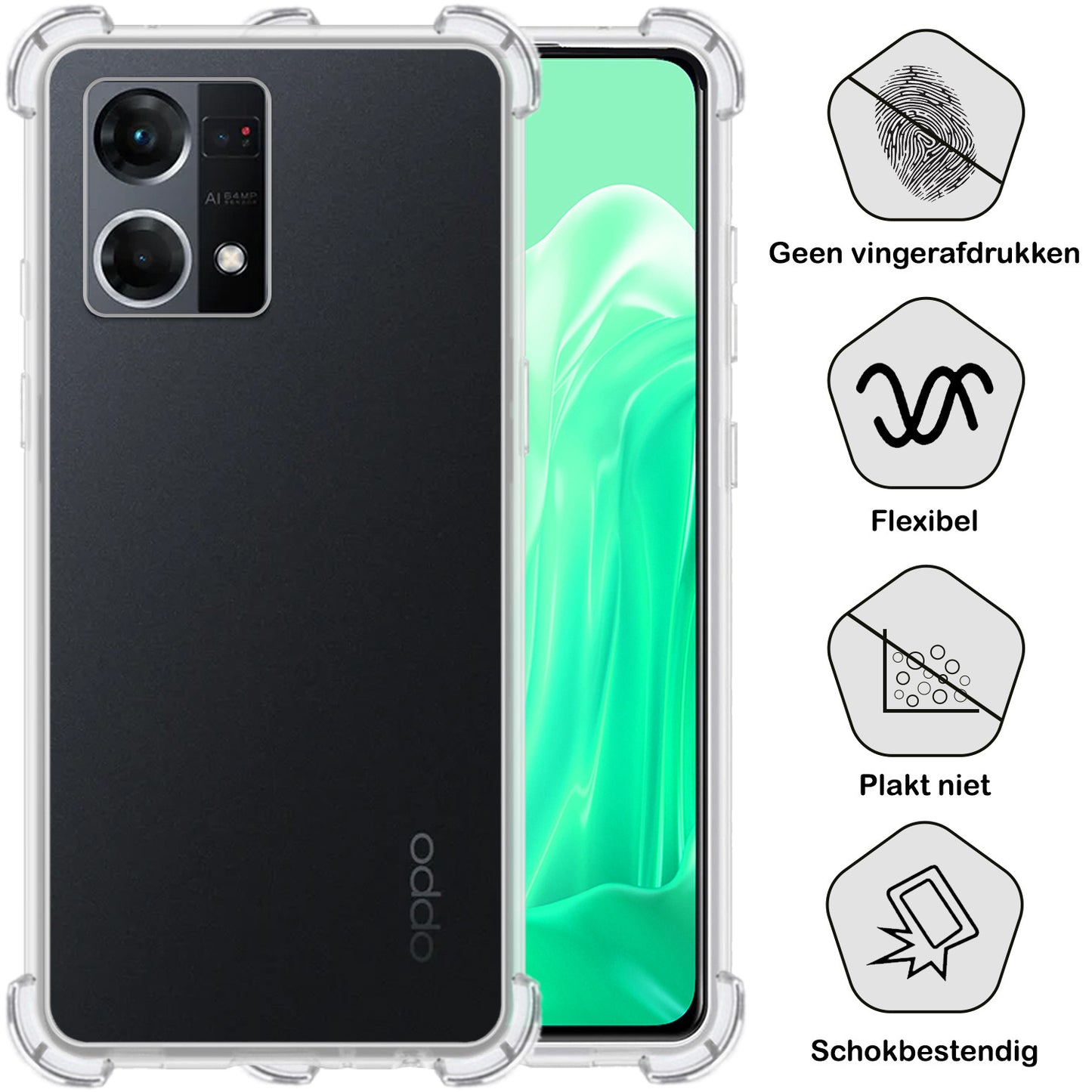 OPPO Reno 7 Hoesje Shock Proof Siliconen - Transparant