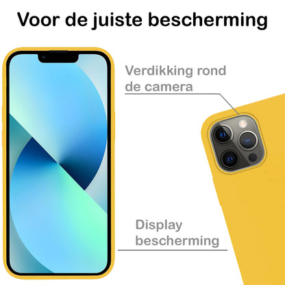 iPhone 13 Pro Max Hoesje Siliconen Backcover Lichtgewicht - Geel