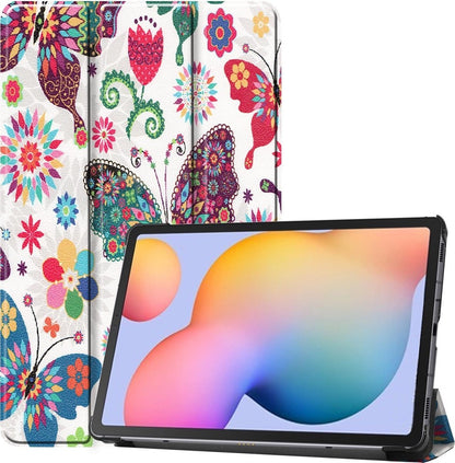 Samsung Galaxy Tab S6 Lite Trifold Bookcase Hoes - Vlinders