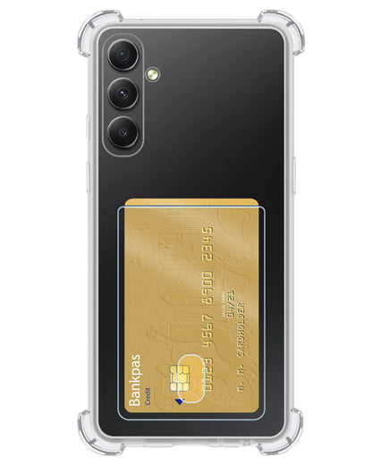 Samsung A14 Hoesje Kaarthouder Backcover Shockproof - Transparant