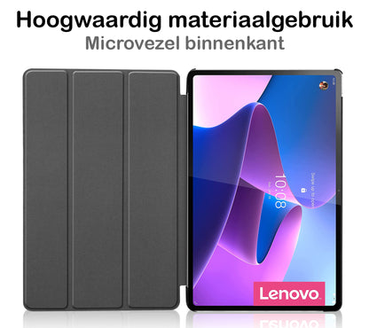Lenovo Tab P12 Pro Trifold Bookcase Hoes - Zwart