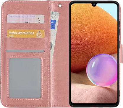 Samsung A32 5G Hoesje Bookcase Cover met Kaarthouder - Rosé goud