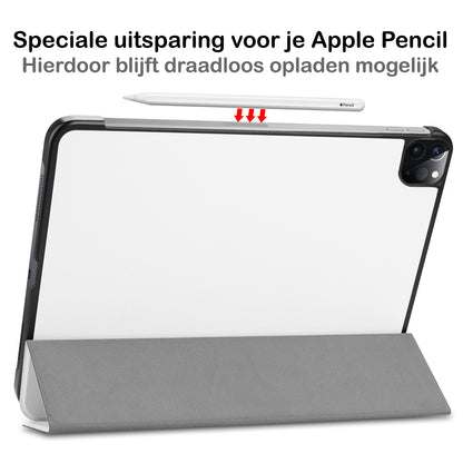 iPad Pro 2021 (11 inch) Trifold Bookcase Hoes - Wit