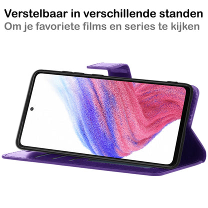Samsung A53 Hoesje Bookcase Cover met Kaarthouder - Paars