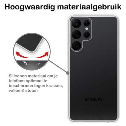 Samsung S23 Ultra Hoesje Siliconen Backcover Lichtgewicht - Transparant