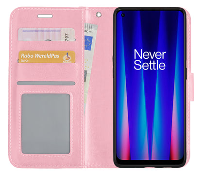 OnePlus Nord CE 2 Hoesje Bookcase Cover met Kaarthouder - Lichtroze
