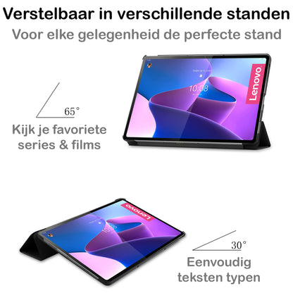 Lenovo Tab P12 Pro Trifold Bookcase Hoes - Zwart
