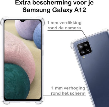 Samsung A12 Hoesje Shockproof Backcover Siliconen - Transparant