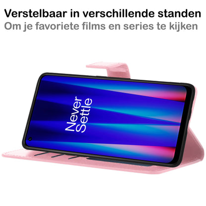 OnePlus Nord CE 2 Hoesje Bookcase Cover met Kaarthouder - Lichtroze
