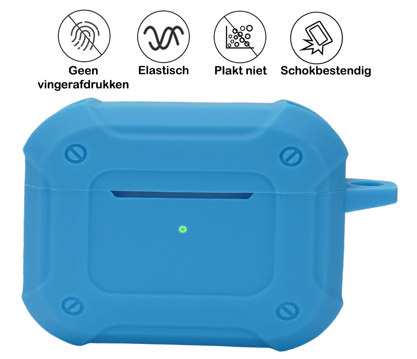 AirPods 3 Hoesje Shock Proof Case Siliconen met Clip - Lichtblauw