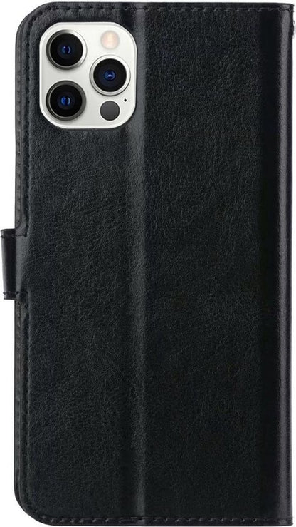 iPhone 12 Pro Max Hoesje Bookcase Cover met Kaarthouder - Zwart