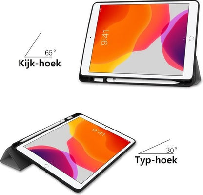 iPad 10.2 2019 Trifold Bookcase Hoes met Penhouder voor Apple Pen - Grijs
