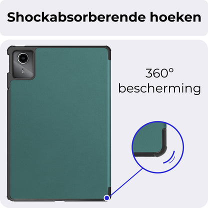 Lenovo Tab M11 Trifold Bookcase Hoes - Donkergroen