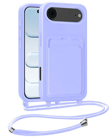 iPhone Air Hoesje Met Telefoonkoord en Pasjeshouder Siliconen - Lila