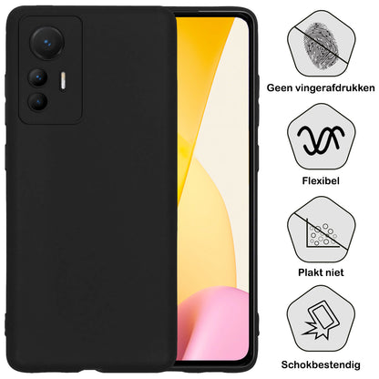 Xiaomi 12 Lite Hoesje Siliconen Backcover Lichtgewicht - Zwart