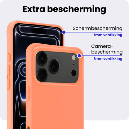 iPhone 17 Pro Hoesje Siliconen Backcover Lichtgewicht - Perzik