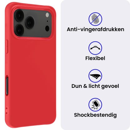 iPhone 17 Pro Hoesje Siliconen Backcover Lichtgewicht - Rood
