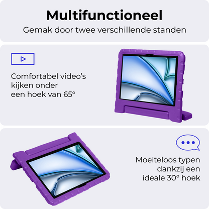 iPad Air 2024 / 2025 (11 inch) Kinderhoes Shockabsorberend Foam - Paars