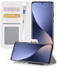 Xiaomi 12X Hoesje Bookcase Cover met Kaarthouder - Wit