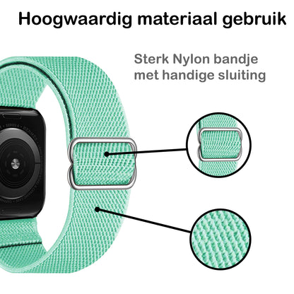 Horloge Bandje Geschikt Voor Apple Watch 1-8 / SE - 38/40/41 mm Bandje Stof - Mint