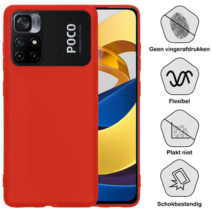 Xiaomi Poco M4 Pro 5G Hoesje Siliconen Backcover Lichtgewicht - Rood